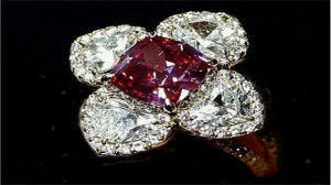 English jeweler Laurence Graff bought this ring for $2.6 million during a Christie’s Auction. It became one of a kind due to the maroon central color of the diamond and even rarer due to the diamond’s octagonal shape.